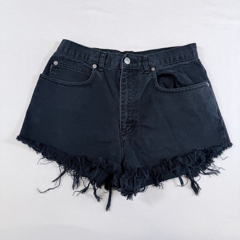 Vintage Capezio Black Denim Cutoff Shorts Size 6R Women’s 5 High Rise Frayed Hem